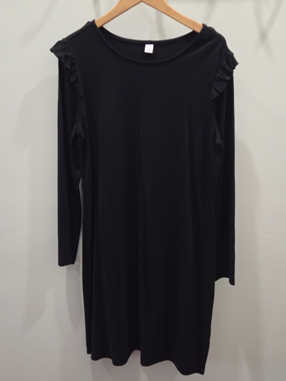 Old Navy Long Sleeve Dress with Ruffle Detail, Black, Large Tall